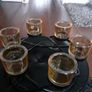 Round wrough iron with 6  thick  glasses for csndles or tea light candles 15 euro         glassas Image 4
