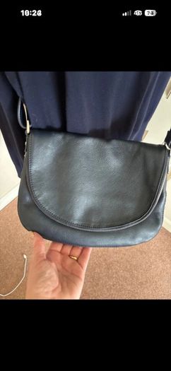 Caroll navy leather crossbody bag