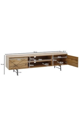 Oak Effect TV Stand 160 cm  Contemporary Wooden Entertainment Unit.