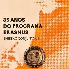 Portugal 2 Euro Commemorative Coin 2022 - Erasmus BU. Blister Card.