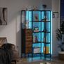 Vintage 5 Tier Corner Shelf Standing with LED Lighting and 4 Drawers, Shelf, Bookcase Cabinet Image 7