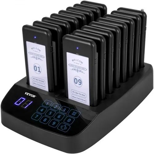 Restaurant Pager 16 Coasters Paging System Max 98 Nursery Pager Wireless Paging Queuing Calling System Touch Screen with Vibration, Flashing and Buzzer for Social Distance Hotels and Cafes