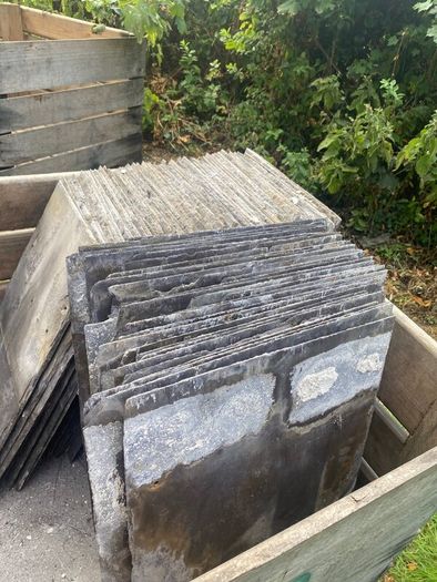 blue bangor slates and cement ridgetiles