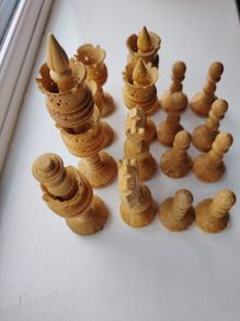 The Regency Company Lotus Flower Carved Chess pieces made of Sheesham