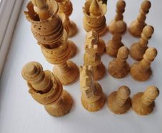The Regency Company Lotus Flower Carved Chess pieces made of Sheesham