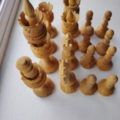 The Regency Company Lotus Flower Carved Chess pieces made of Sheesham
