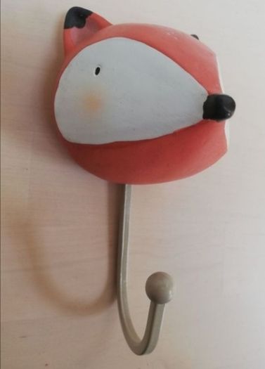 Ceramic hand painted fox wall hook