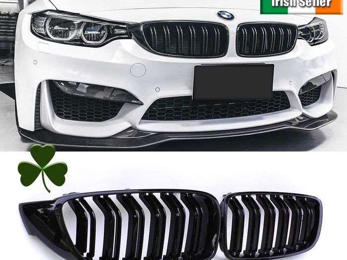 Gloss Black Kidney Grille for BMW 4 Series F32 F33 F36 F80 F82 Double Slat M4 Sport Style Bright Black