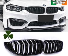 Gloss Black Kidney Grille for BMW 4 Series F32 F33 F36 F80 F82 Double Slat M4 Sport Style Bright Black