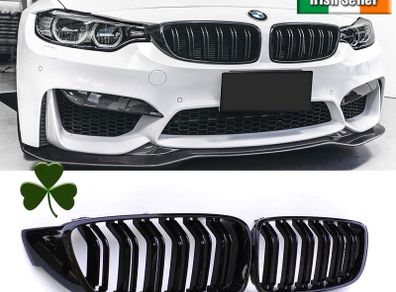 Gloss Black Kidney Grille for BMW 4 Series F32 F33 F36 F80 F82 Double Slat M4 Sport Style Bright Black