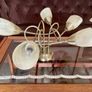 1980s Vintage Antique Brass Stylish 5 Arm Opaque Marble Effect Ceiling Lights Image 5