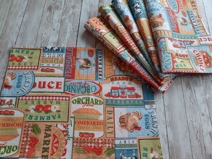 Handmade Placemats." Summer fruits, Farmers Market, Mediterranean Herbs"