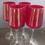 Fabulous Set of Four Hand Blown Ruby Red/Clear Stemmed Large Universal Shaped Wine Glasses in Excellent Condition Image 4