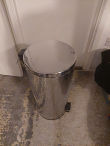silver trash bin