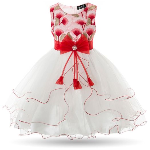New Girls Gingko Embroidery Party Wedding Ball Gowns Dress sz 6-7yrs