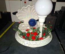 Vintage-Style Opalescent Clam Shell Accent Lamp & Water Feature with Crackle Base,