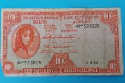 Irish 1964 Lavery ten shilling banknote in used condition