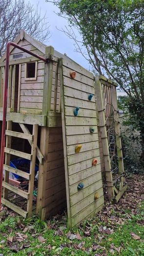 Wooden Playhouse with Slide & Climbing Frame