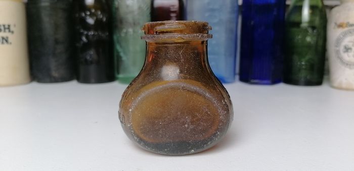 80 - Vintage 4oz Bovril Dark Brown Glass Eire Ireland Embossed Letters Jar