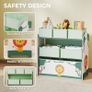 Kids Toy Storage Units, 3-Tier Toy Organiser Shelf with 6 Removable Boxes for Kids, Bedroom, Playroom, Green Image 3