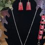 925 Silver Hallmarked Red Coral Pendant, Earrings and Bracelet Set Image 9