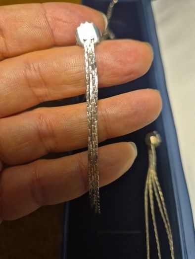 Rare Find. Vintage Sterling Silver Shimmering Tassel Neckace and Earrings