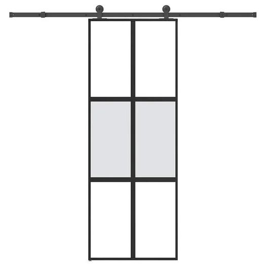 Sliding Door with Hardware Set 76x205 cm Tempered Glass&Aluminium