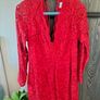H&M red lace long sleeve V-neck mini dress size UK 12 Image 5
