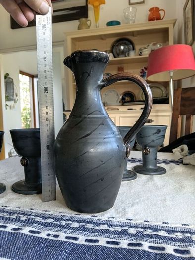 1970s Erin Stone ewer and 4 goblets