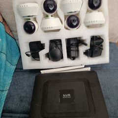 NVR and camera's X4 camera's need a power supply no running cable from camera to NVR, records directly onto NVR comes with 500gb hard drive