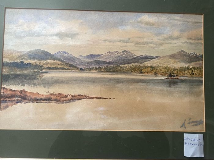 Original framed watercolor painting on paper signed