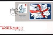 2002 Great Britain World Cup Football Championship Japan and Korea Miniature Sheet Commemorative Stamps Royal Mail Addressed First Day Cover (FDC)