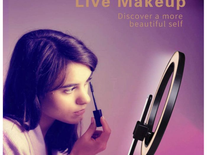 LED Ring Light 10" with Tripod Stand & Phone Holder for Live Streaming & YouTube Video, Dimmable Desk Makeup Ring Light for Photography, LED Lamp with tripod