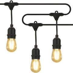 Outdoor String Light Kit, Tomshine 49.9Ft LED Waterproof Heavy Duty Commercial String Lights,30W E27 Base Garden Lights for Patio, Homes, Backyard,Wedding,Cafe(15 Sockets,Include 15 LED E27 Bulbs)