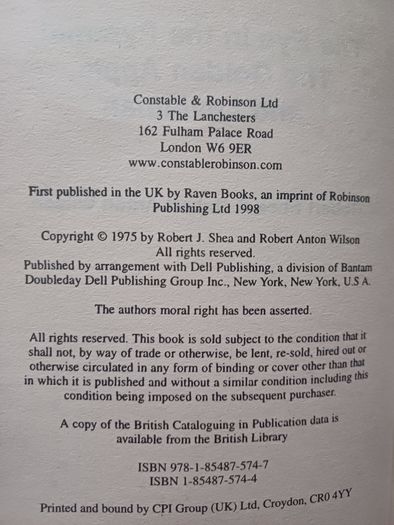 The Illuminatus Trilogy by Robert Anton Wilson (Science Fiction Conspiracy Paperback 1998)