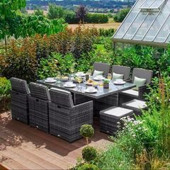 New Cube Garden Rattan Furniture Set / 10 Seater / Dining Table / Chairs / Delivery