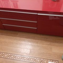 red ikea cabinet