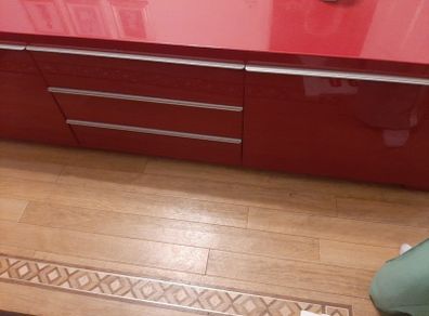 red ikea cabinet