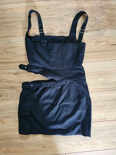 Oh Polly Black Acadia Cutout Cargo Dress