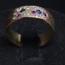 Vintage 9ct Gold Sapphire Ruby Diamond Textured Ring Size 54 Image 2