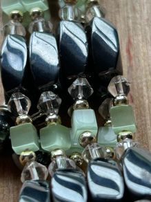 Magnetic Black and Green Beaded Necklace/Bracelet