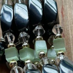 Magnetic Black and Green Beaded Necklace/Bracelet