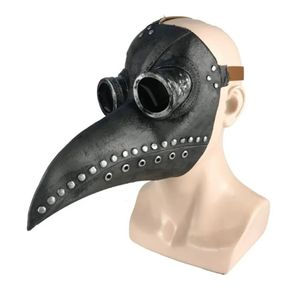 Black Rubber Plague Doctor Mask Long Nose Bird Beek Steampunk Gas Latex Face Mask Halloween Cosplay Prop for Kids and Adult