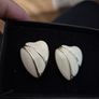 Ivory enamel earrings, Vintage jewelry Image 3