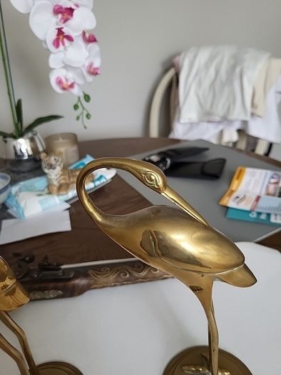 Antique stork ornaments brass