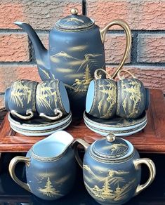 Vintage Japanese Style Tea Set Black And Gold For Sale in Drogheda ...