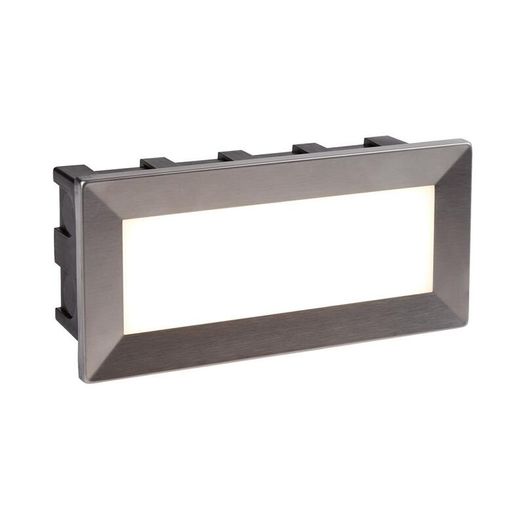 Searchlight Brick Light: Ankle Outdoor Wall Light- Satin Silver Metal & Polycarbonate