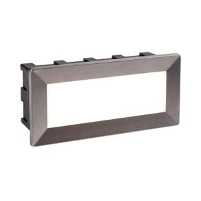 Searchlight Brick Light: Ankle Outdoor Wall Light- Satin Silver Metal & Polycarbonate
