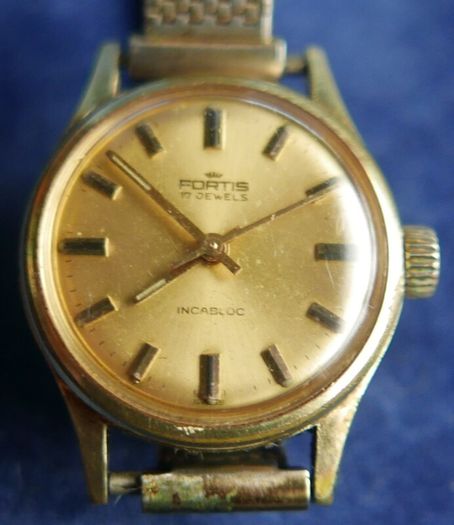 Vintage Fortis Gold Plated Wrist Watch Swiss 17 Jewel Incabloc Manual Wind Movement Swiss Made Wind up (works well and keeps time)