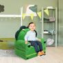 Dinosaur Foldable Kids Sofa,Toddler 2 in 1 Flip Open Sofa Bed,Children Couch Backrest Armchair for Bedroom Livingroom,Birthday Gift for Boys Girls,Green Image 2